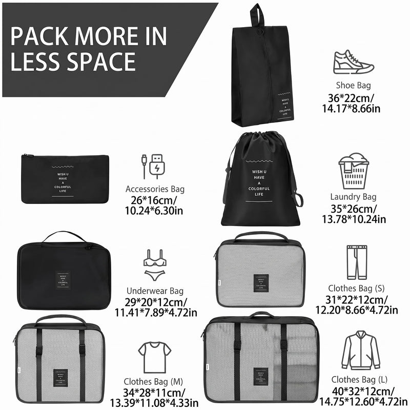 VOLEXA 7 Piece Travel Packing Cubes Luggage Organizer Set