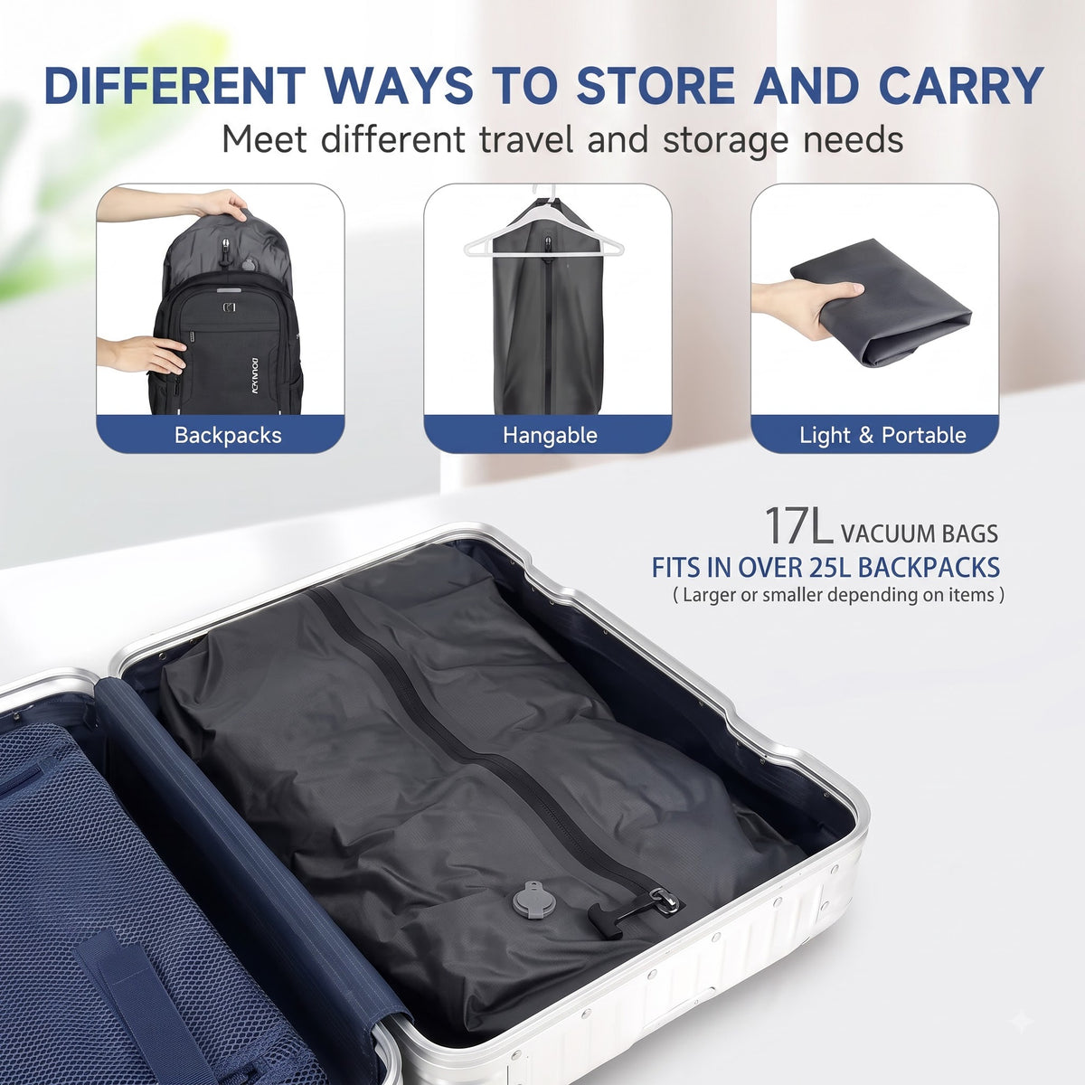 17L Travel Vacuum Storage Bag & Air Pump